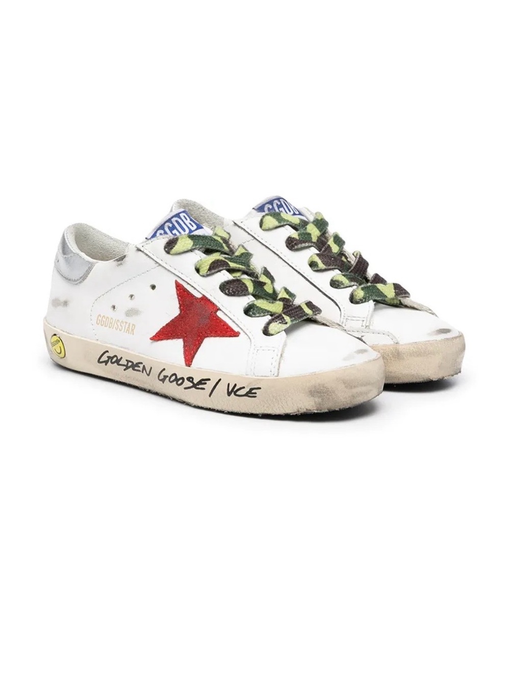Golden Goose Kids Sneakers with Red Star and Camouflage Laces Size 35 pre-owned
